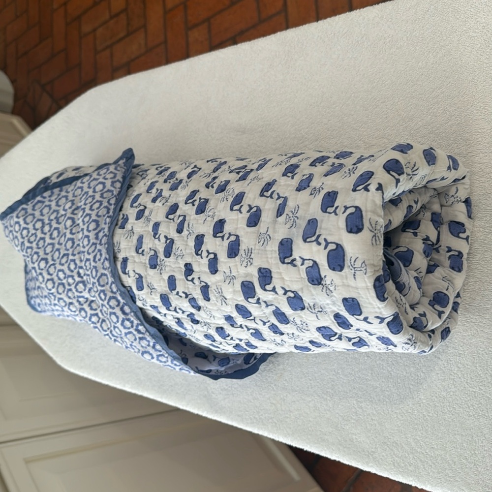 Roberta Roller Rabbit - Whale - Moby Baby Quilt - 38” x 50”